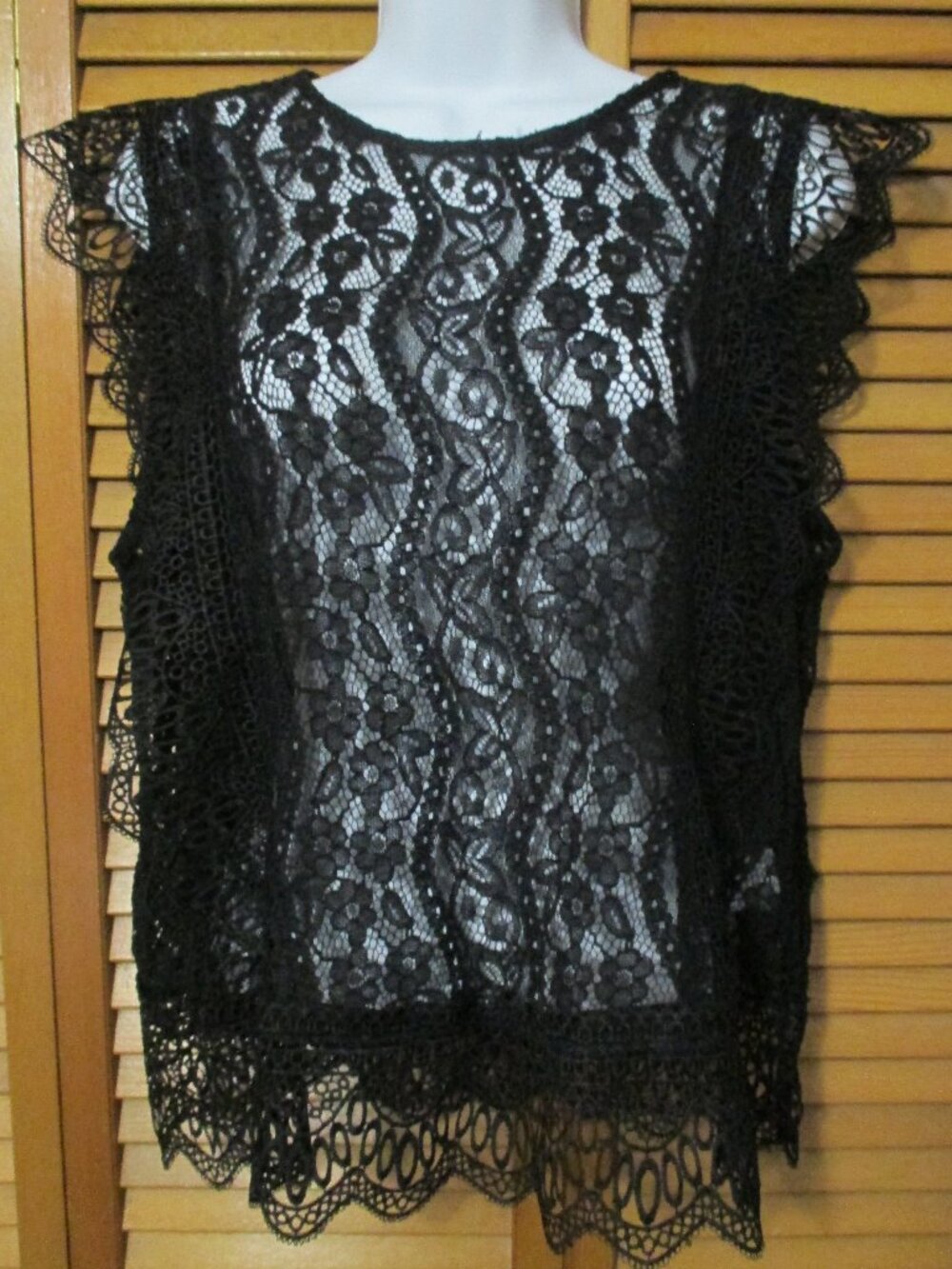 Express NEW top black lacy & sheer, back zipper, feminine size XL